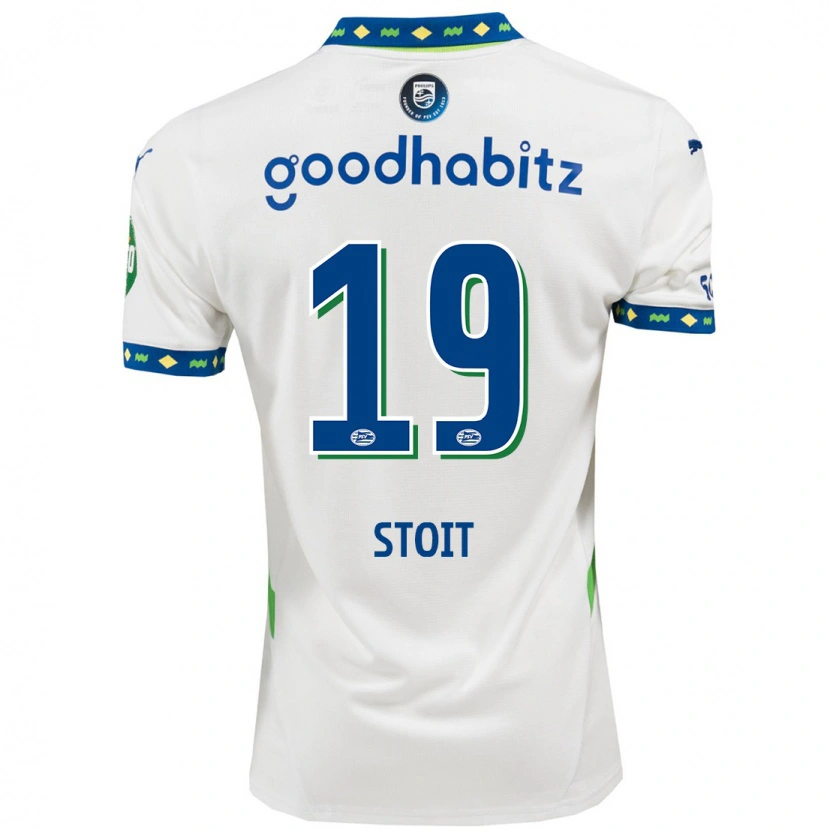 Danxen Mænd Fleur Stoit #19 Hvid Mørkeblå Tredje Sæt Spillertrøjer 2024/25 Trøje T-Shirt
