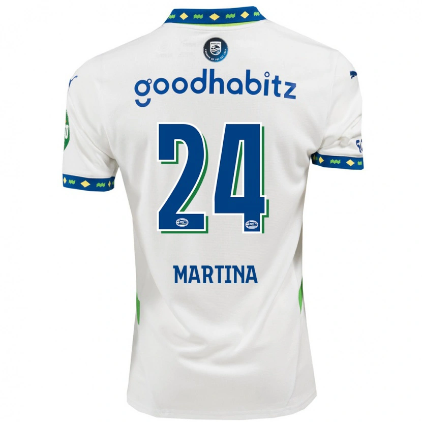 Danxen Mænd Shijona Martina #24 Hvid Mørkeblå Tredje Sæt Spillertrøjer 2024/25 Trøje T-Shirt