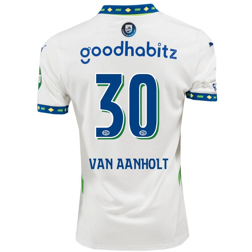Danxen Mænd Patrick Van Aanholt #30 Hvid Mørkeblå Tredje Sæt Spillertrøjer 2024/25 Trøje T-Shirt