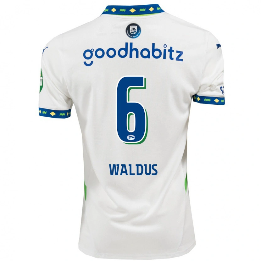 Danxen Mænd Maruschka Waldus #6 Hvid Mørkeblå Tredje Sæt Spillertrøjer 2024/25 Trøje T-Shirt