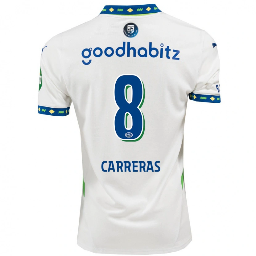 Danxen Mænd Georgina Carreras #8 Hvid Mørkeblå Tredje Sæt Spillertrøjer 2024/25 Trøje T-Shirt