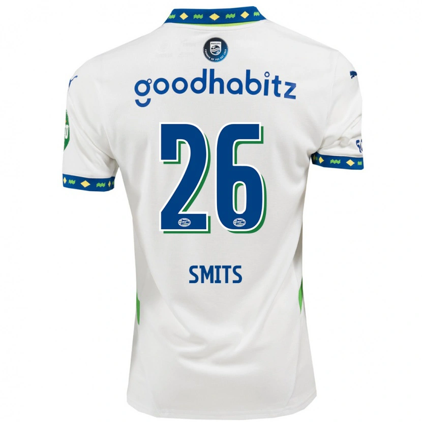 Danxen Mænd Eef Smits #26 Hvid Mørkeblå Tredje Sæt Spillertrøjer 2024/25 Trøje T-Shirt