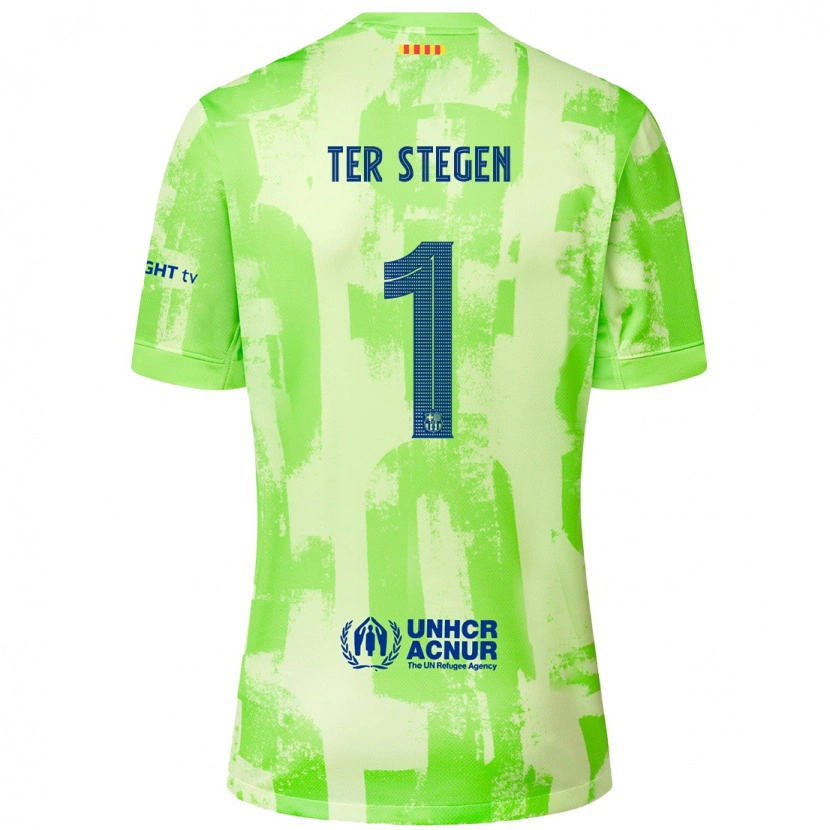 Danxen Mænd Marc-André Ter Stegen #1 Lime Tredje Sæt Spillertrøjer 2024/25 Trøje T-Shirt