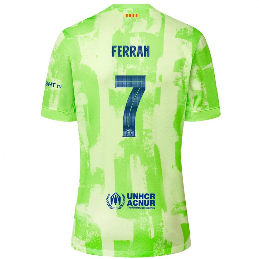 Danxen Mænd Ferran Torres #7 Lime Tredje Sæt Spillertrøjer 2024/25 Trøje T-Shirt