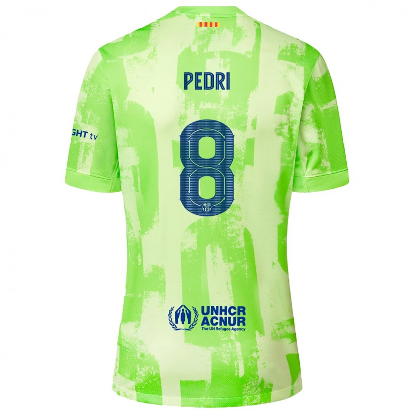 Danxen Mænd Pedri #8 Lime Tredje Sæt Spillertrøjer 2024/25 Trøje T-Shirt