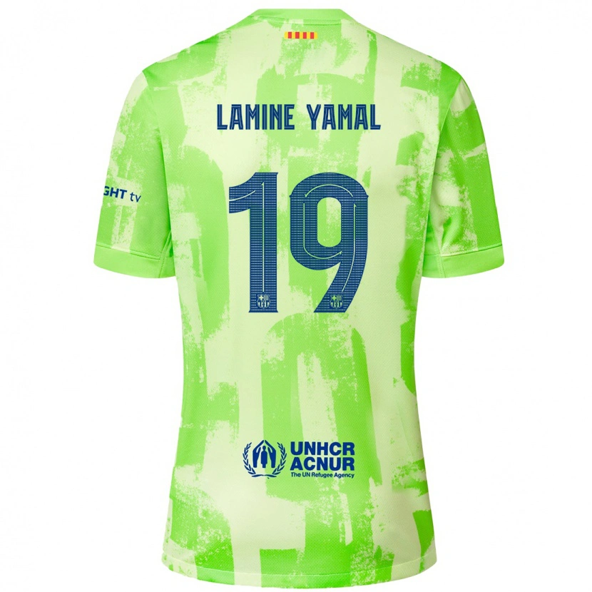 Danxen Mænd Lamine Yamal #19 Lime Tredje Sæt Spillertrøjer 2024/25 Trøje T-Shirt