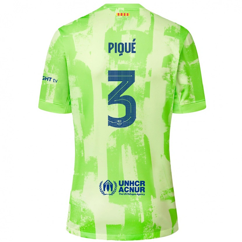 Danxen Mænd Gerard Pique #3 Lime Tredje Sæt Spillertrøjer 2024/25 Trøje T-Shirt