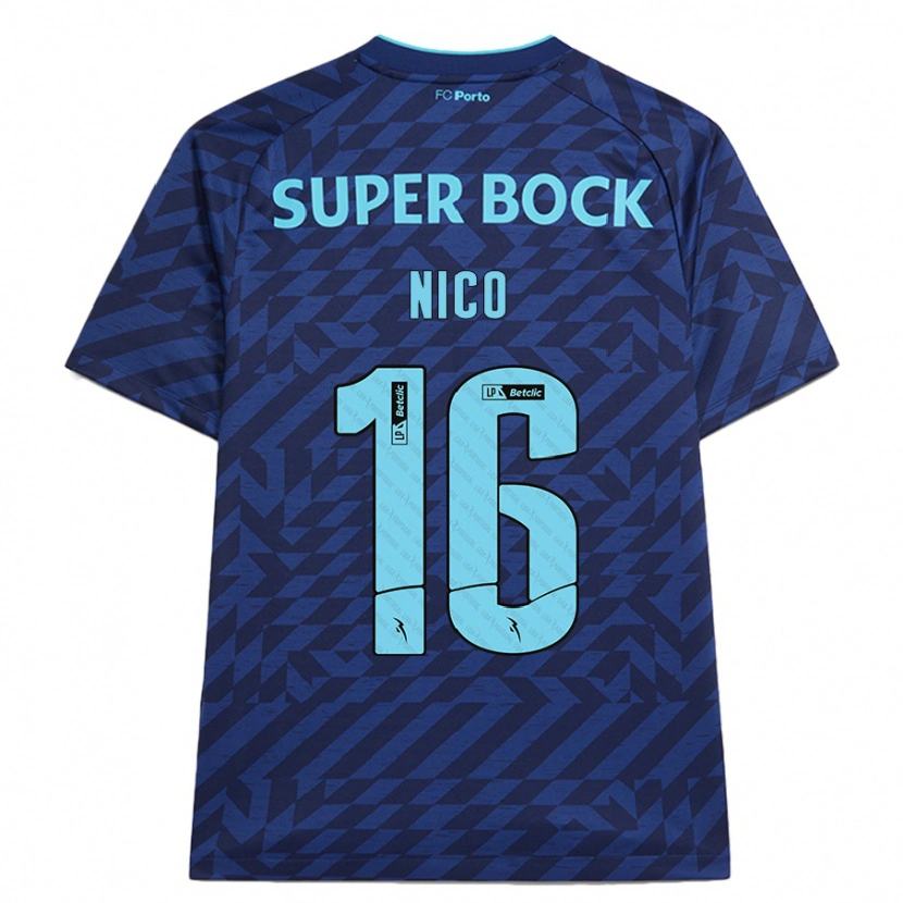 Danxen Mænd Nico González #16 Marineblå Tredje Sæt Spillertrøjer 2024/25 Trøje T-Shirt