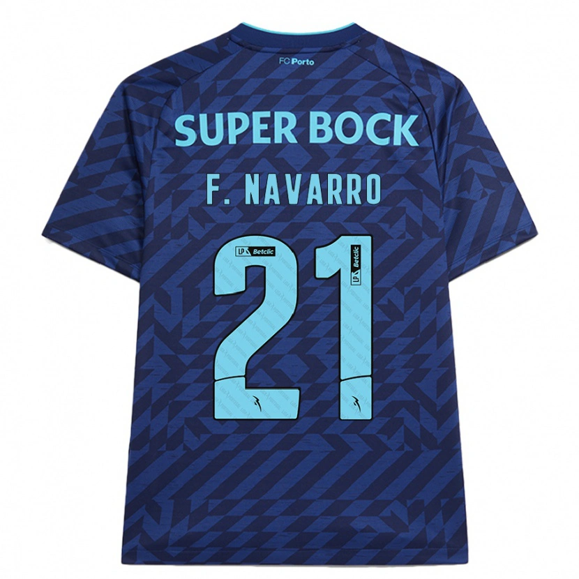 Danxen Mænd Fran Navarro #21 Marineblå Tredje Sæt Spillertrøjer 2024/25 Trøje T-Shirt