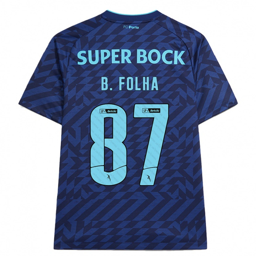 Danxen Mænd Bernardo Folha #87 Marineblå Tredje Sæt Spillertrøjer 2024/25 Trøje T-Shirt