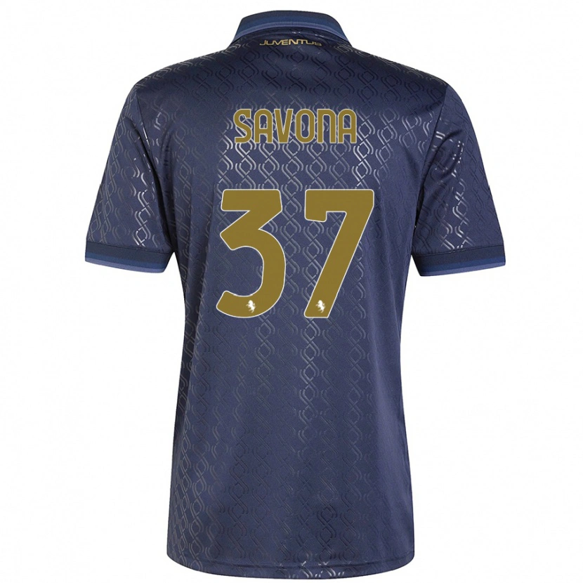 Danxen Mænd Nicolò Savona #37 Marineblå Tredje Sæt Spillertrøjer 2024/25 Trøje T-Shirt