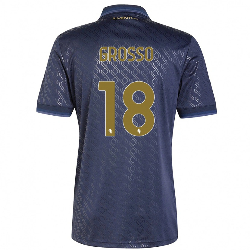 Danxen Mænd Filippo Grosso #18 Marineblå Tredje Sæt Spillertrøjer 2024/25 Trøje T-Shirt