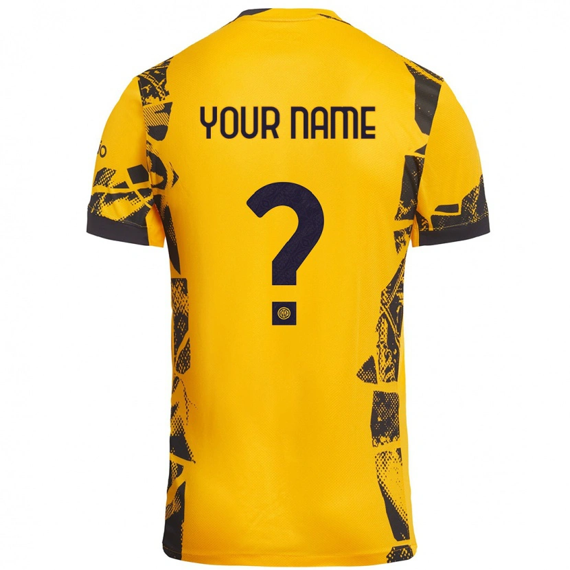 Danxen Mænd Dit Navn #0 Guld Sort Tredje Sæt Spillertrøjer 2024/25 Trøje T-Shirt