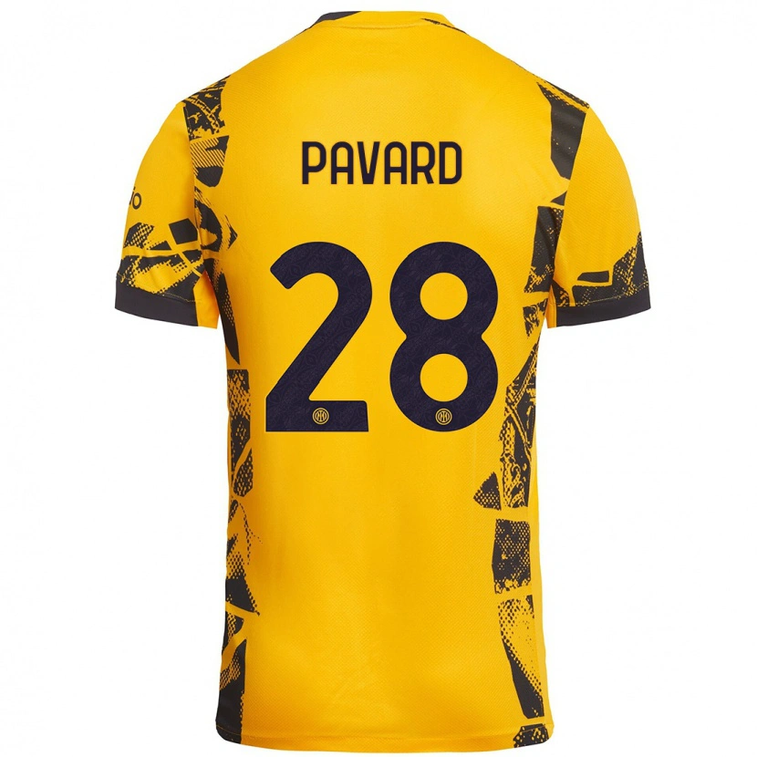Danxen Mænd Benjamin Pavard #28 Guld Sort Tredje Sæt Spillertrøjer 2024/25 Trøje T-Shirt
