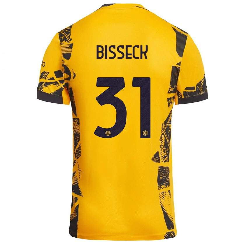 Danxen Mænd Yann Bisseck #31 Guld Sort Tredje Sæt Spillertrøjer 2024/25 Trøje T-Shirt