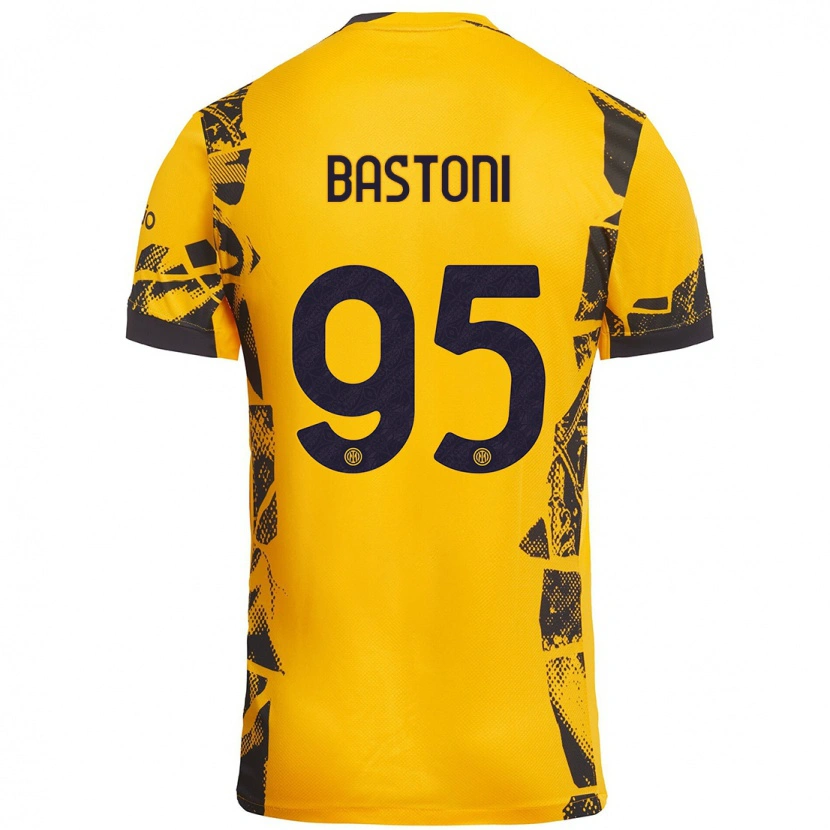 Danxen Mænd Alessandro Bastoni #95 Guld Sort Tredje Sæt Spillertrøjer 2024/25 Trøje T-Shirt