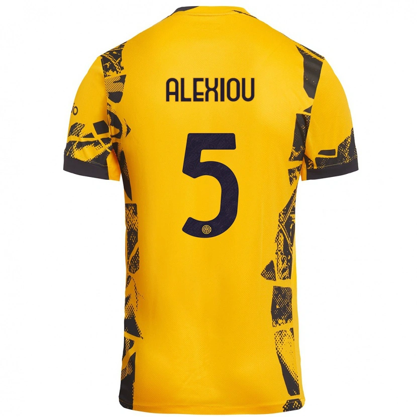 Danxen Mænd Christos Alexiou #5 Guld Sort Tredje Sæt Spillertrøjer 2024/25 Trøje T-Shirt