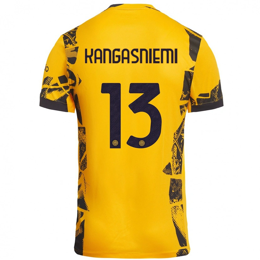 Danxen Mænd Ilari Kangasniemi #13 Guld Sort Tredje Sæt Spillertrøjer 2024/25 Trøje T-Shirt