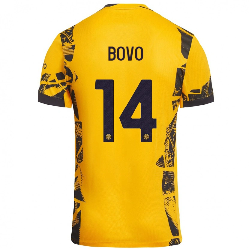 Danxen Mænd Leonardo Bovo #14 Guld Sort Tredje Sæt Spillertrøjer 2024/25 Trøje T-Shirt