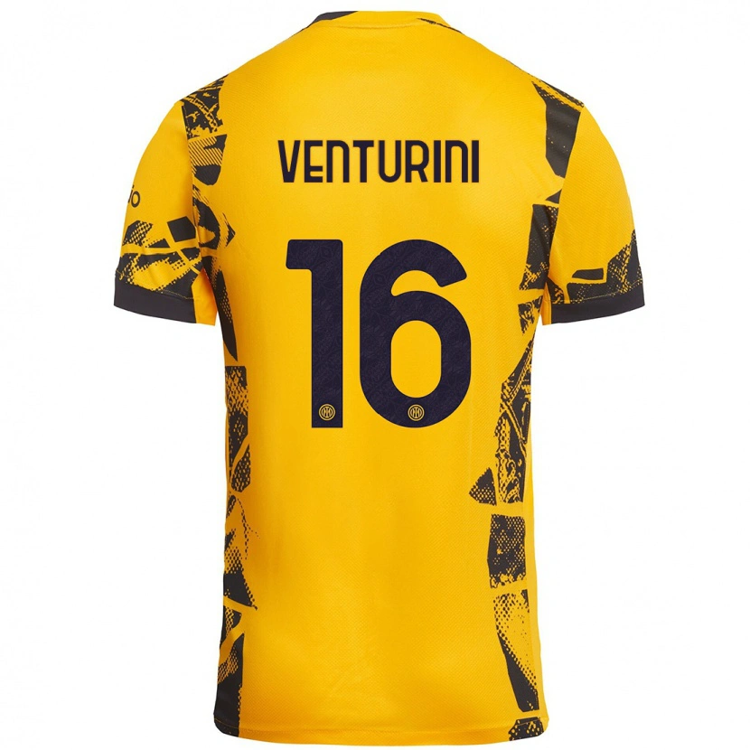 Danxen Mænd Matteo Venturini #16 Guld Sort Tredje Sæt Spillertrøjer 2024/25 Trøje T-Shirt