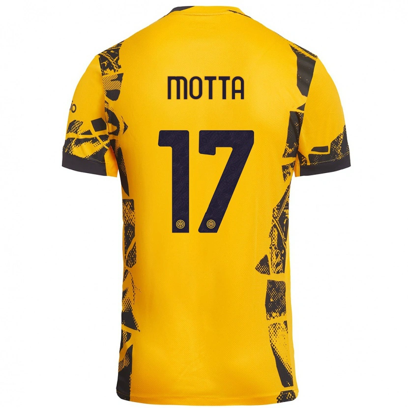 Danxen Mænd Matteo Motta #17 Guld Sort Tredje Sæt Spillertrøjer 2024/25 Trøje T-Shirt