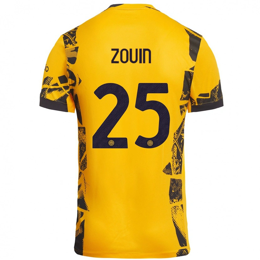 Danxen Mænd Aymen Zouin #25 Guld Sort Tredje Sæt Spillertrøjer 2024/25 Trøje T-Shirt