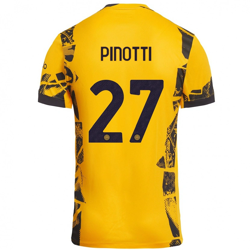 Danxen Mænd Manuel Pinotti #27 Guld Sort Tredje Sæt Spillertrøjer 2024/25 Trøje T-Shirt