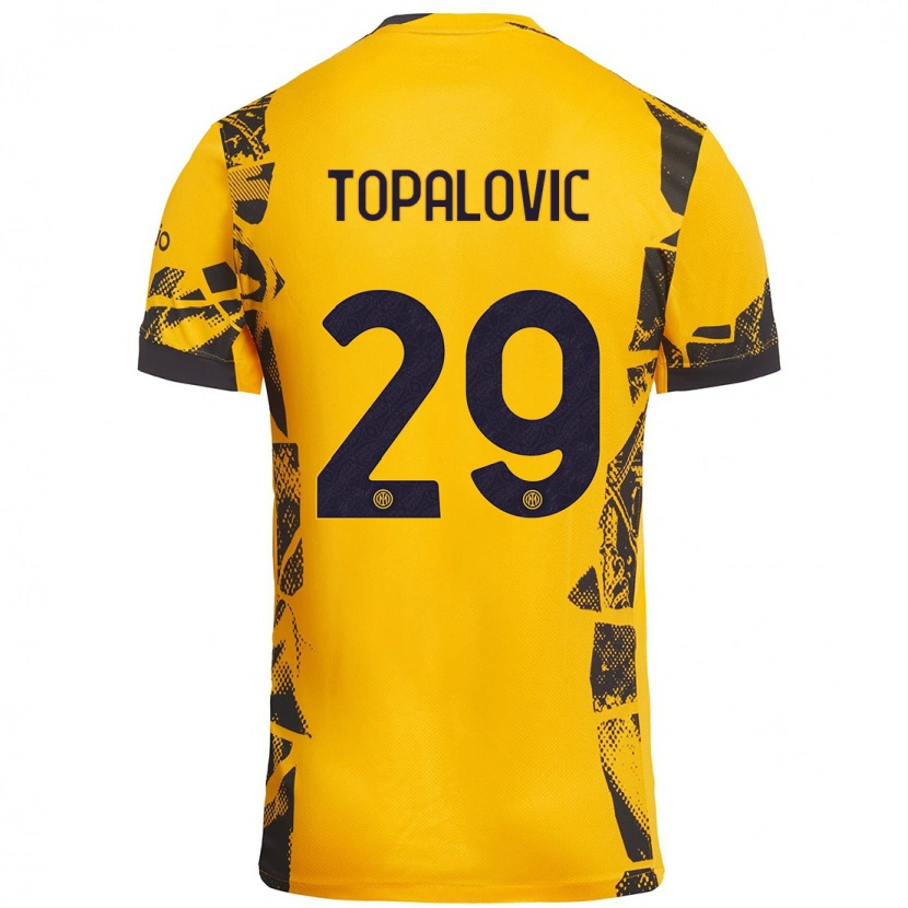 Danxen Mænd Luka Topalovic #29 Guld Sort Tredje Sæt Spillertrøjer 2024/25 Trøje T-Shirt