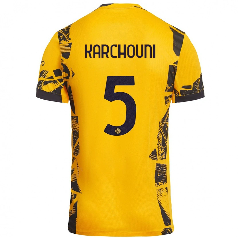 Danxen Mænd Ghoutia Karchouni #5 Guld Sort Tredje Sæt Spillertrøjer 2024/25 Trøje T-Shirt