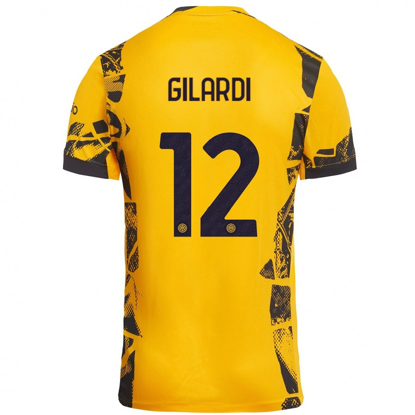 Danxen Mænd Astrid Gilardi #12 Guld Sort Tredje Sæt Spillertrøjer 2024/25 Trøje T-Shirt