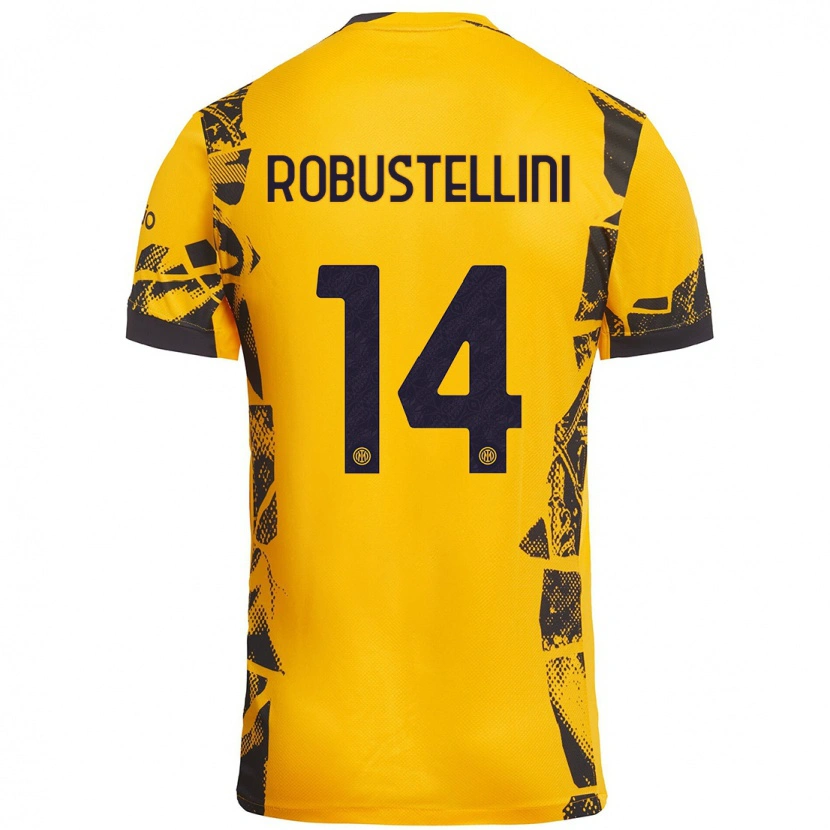 Danxen Mænd Chiara Robustellini #14 Guld Sort Tredje Sæt Spillertrøjer 2024/25 Trøje T-Shirt