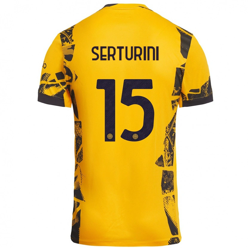 Danxen Mænd Annamaria Serturini #15 Guld Sort Tredje Sæt Spillertrøjer 2024/25 Trøje T-Shirt