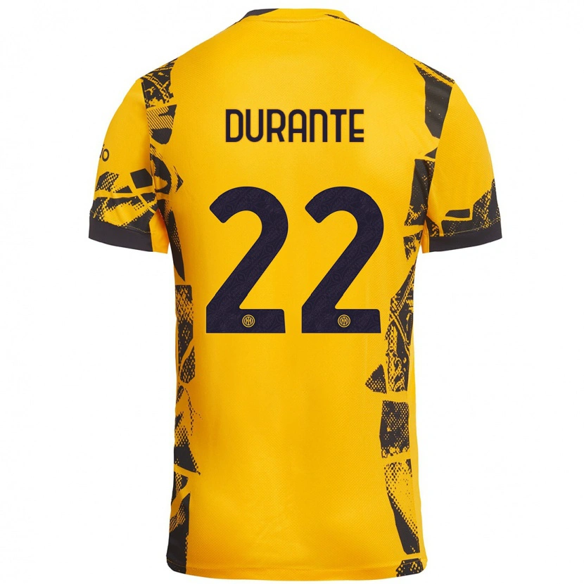 Danxen Mænd Francesca Durante #22 Guld Sort Tredje Sæt Spillertrøjer 2024/25 Trøje T-Shirt