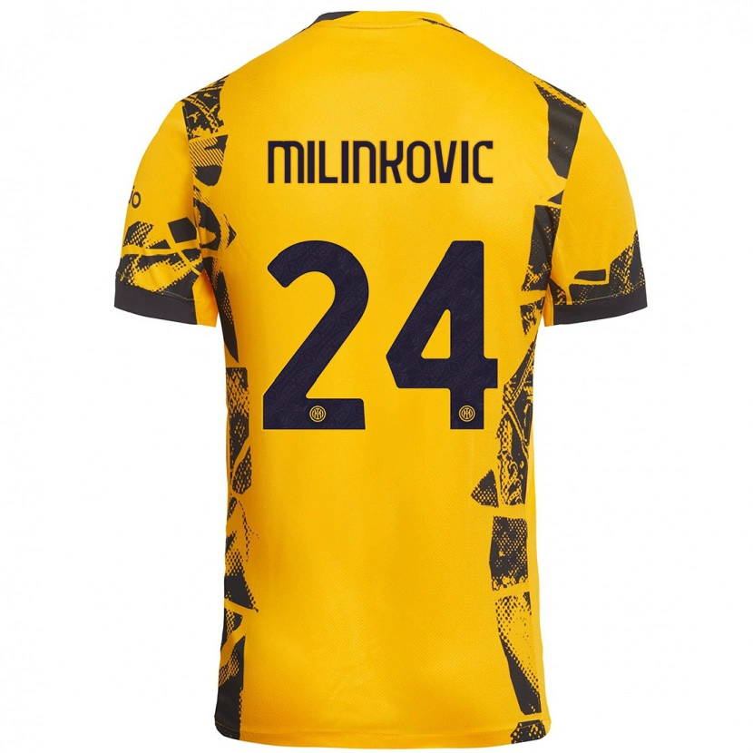 Danxen Mænd Marija Milinković #24 Guld Sort Tredje Sæt Spillertrøjer 2024/25 Trøje T-Shirt