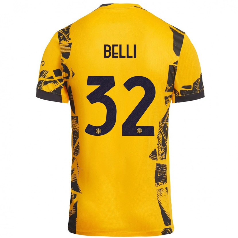 Danxen Mænd Elena Belli #32 Guld Sort Tredje Sæt Spillertrøjer 2024/25 Trøje T-Shirt