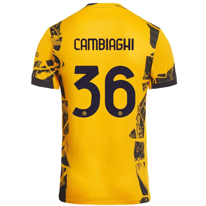 Danxen Mænd Michela Cambiaghi #36 Guld Sort Tredje Sæt Spillertrøjer 2024/25 Trøje T-Shirt