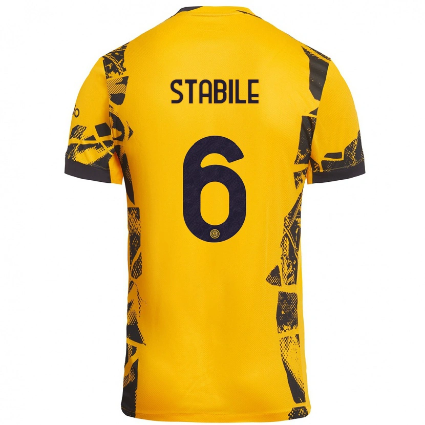 Danxen Mænd Giacomo Stabile #6 Guld Sort Tredje Sæt Spillertrøjer 2024/25 Trøje T-Shirt