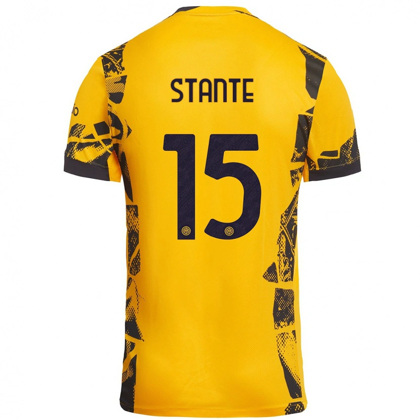 Danxen Mænd Francesco Stante #15 Guld Sort Tredje Sæt Spillertrøjer 2024/25 Trøje T-Shirt