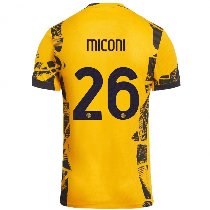 Danxen Mænd Riccardo Miconi #26 Guld Sort Tredje Sæt Spillertrøjer 2024/25 Trøje T-Shirt