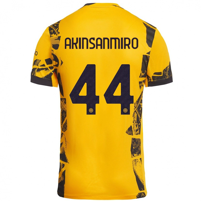 Danxen Mænd Ebenezer Akinsanmiro #44 Guld Sort Tredje Sæt Spillertrøjer 2024/25 Trøje T-Shirt