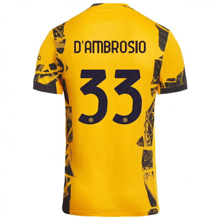 Danxen Mænd Danilo D'ambrosio #33 Guld Sort Tredje Sæt Spillertrøjer 2024/25 Trøje T-Shirt