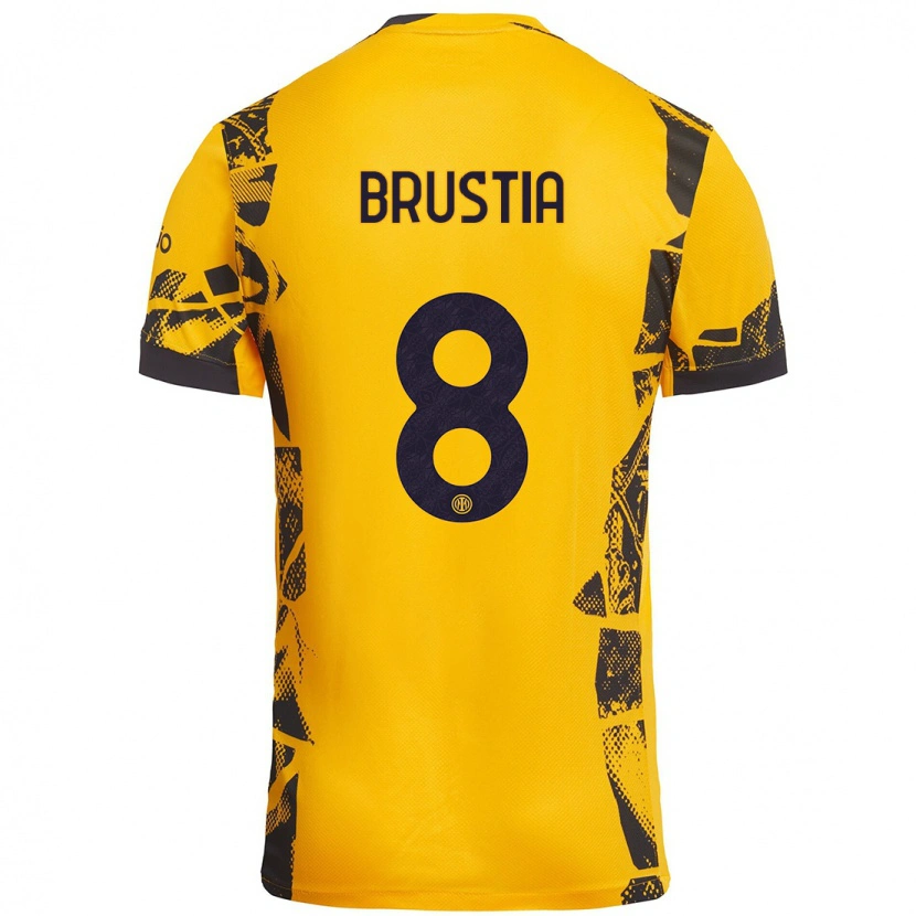 Danxen Mænd Martina Brustia #8 Guld Sort Tredje Sæt Spillertrøjer 2024/25 Trøje T-Shirt