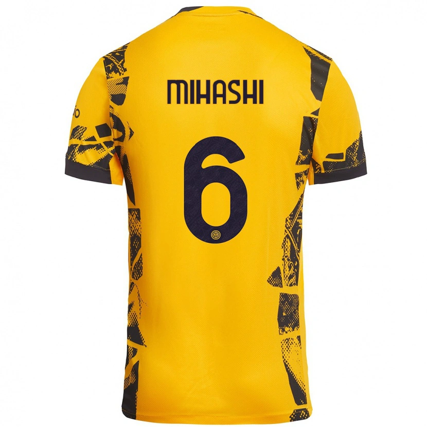 Danxen Mænd Mana Mihashi #6 Guld Sort Tredje Sæt Spillertrøjer 2024/25 Trøje T-Shirt