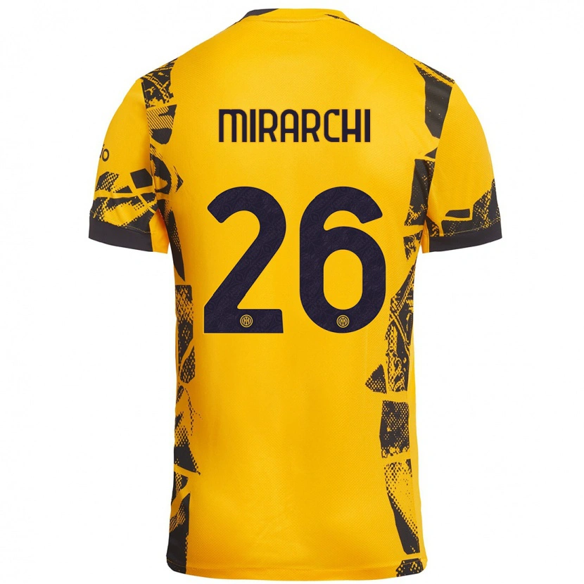 Danxen Mænd Mattia Mirarchi #26 Guld Sort Tredje Sæt Spillertrøjer 2024/25 Trøje T-Shirt