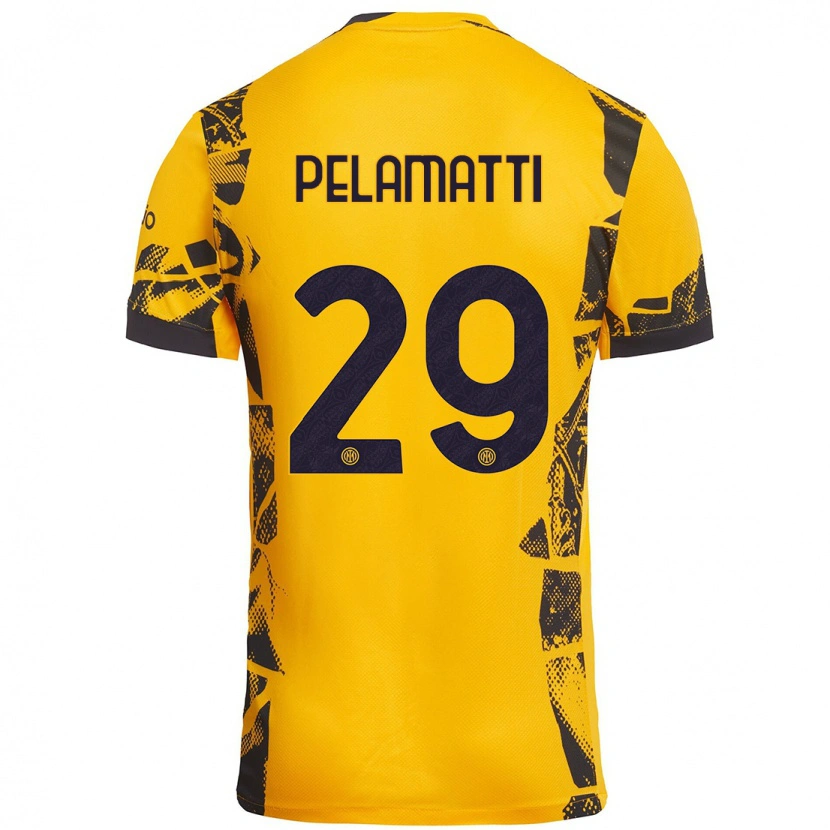 Danxen Mænd Andrea Pelamatti #29 Guld Sort Tredje Sæt Spillertrøjer 2024/25 Trøje T-Shirt
