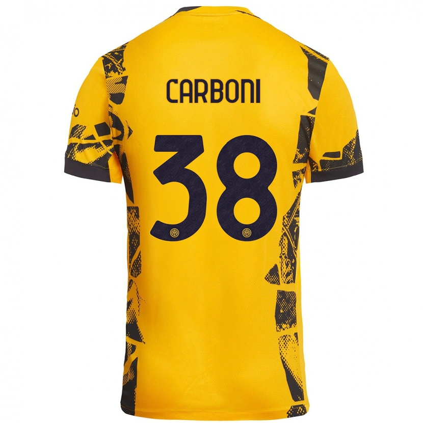 Danxen Mænd Valentin Carboni #38 Guld Sort Tredje Sæt Spillertrøjer 2024/25 Trøje T-Shirt