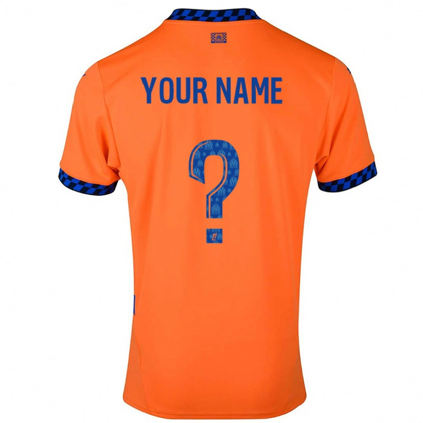 Danxen Mænd Dit Navn #0 Orange Mørkeblå Tredje Sæt Spillertrøjer 2024/25 Trøje T-Shirt