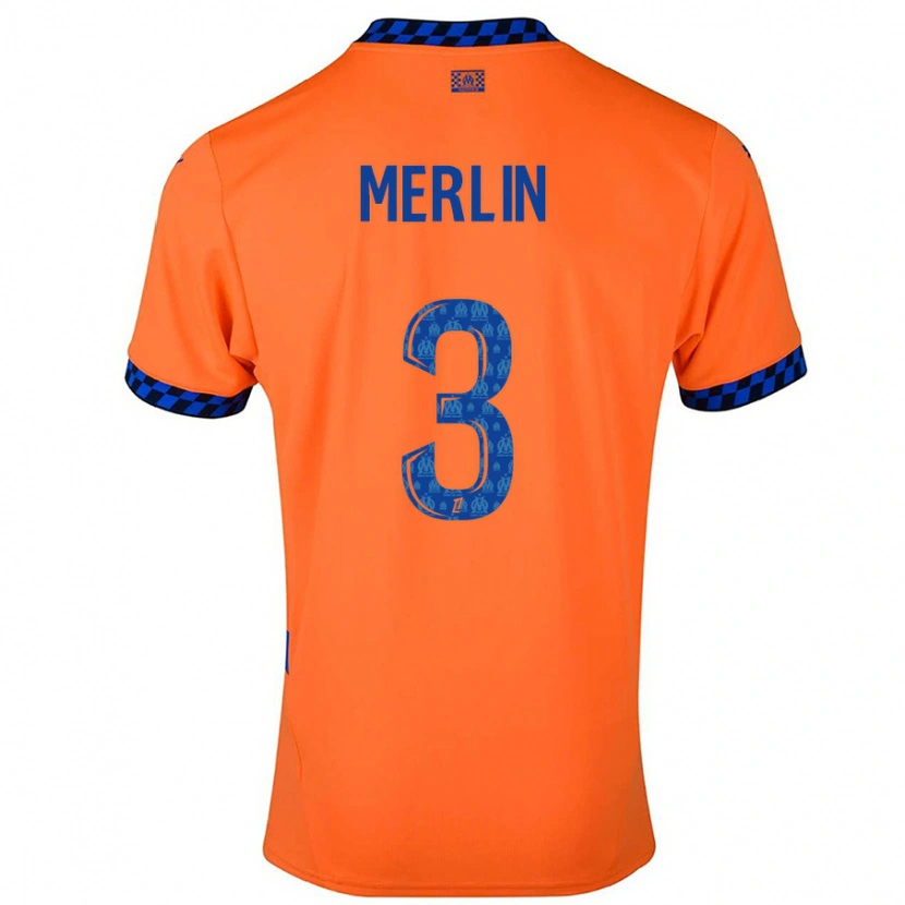 Danxen Mænd Quentin Merlin #3 Orange Mørkeblå Tredje Sæt Spillertrøjer 2024/25 Trøje T-Shirt