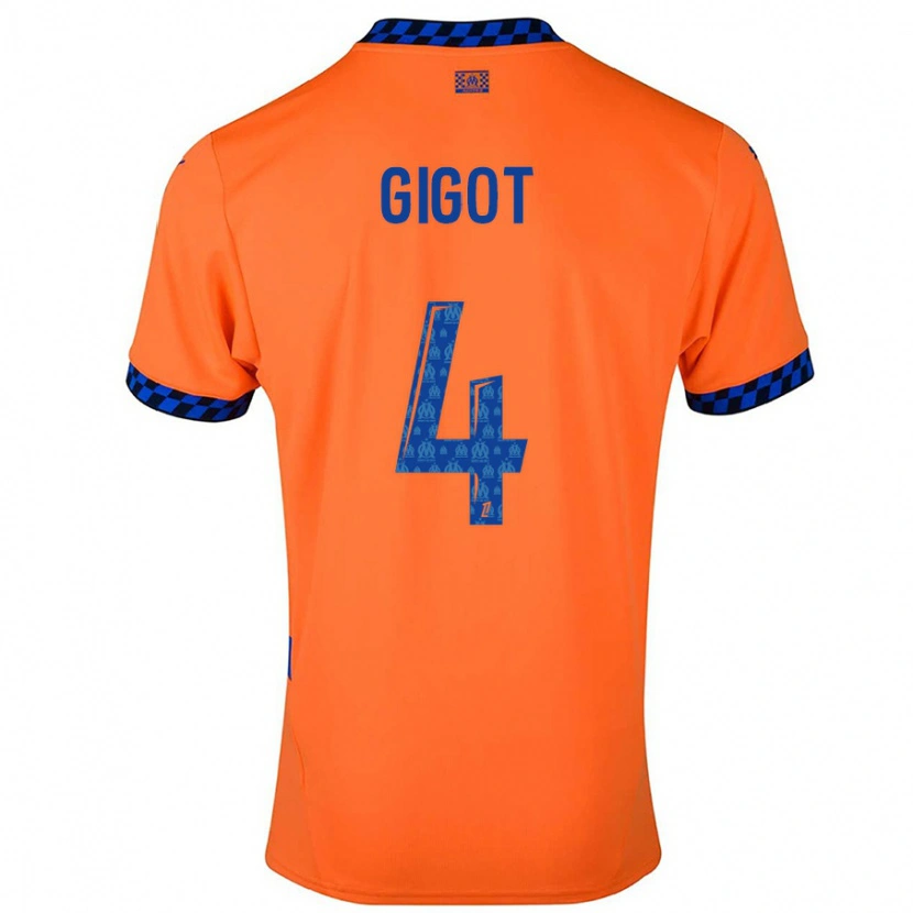 Danxen Mænd Samuel Gigot #4 Orange Mørkeblå Tredje Sæt Spillertrøjer 2024/25 Trøje T-Shirt