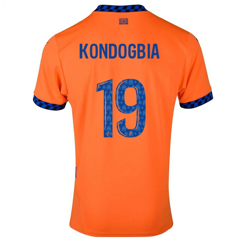Danxen Mænd Geoffrey Kondogbia #19 Orange Mørkeblå Tredje Sæt Spillertrøjer 2024/25 Trøje T-Shirt